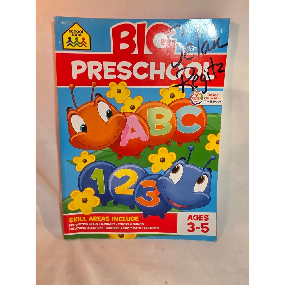 School Zone Big Preschool Workbook Ages 3-5 Alphabet Colors Numbers 06315